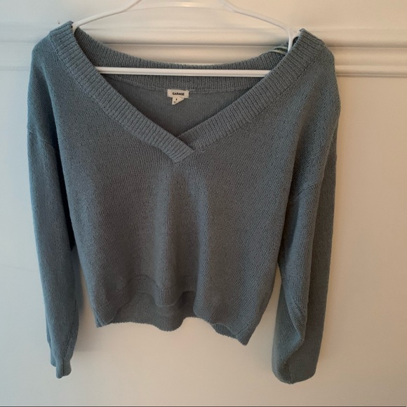 Garage Cropped Turquoise Sweater - Picture 3 of 5